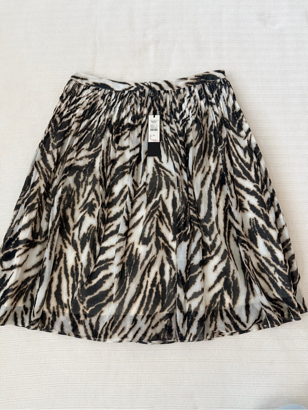 Talbots Zebra-Pattern Circle Skirt in Black and Cream NWT